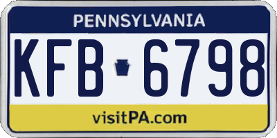 PA license plate KFB6798