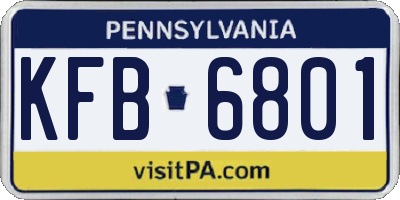 PA license plate KFB6801