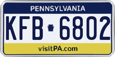 PA license plate KFB6802