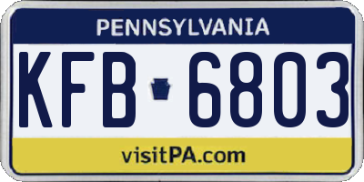 PA license plate KFB6803