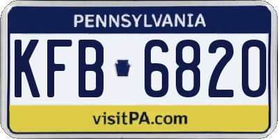 PA license plate KFB6820