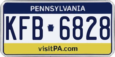 PA license plate KFB6828