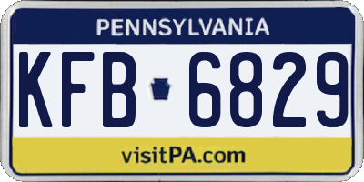 PA license plate KFB6829