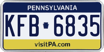 PA license plate KFB6835