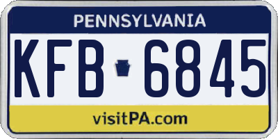 PA license plate KFB6845