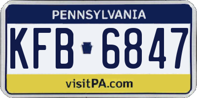 PA license plate KFB6847