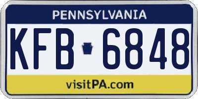 PA license plate KFB6848
