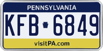 PA license plate KFB6849
