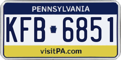 PA license plate KFB6851