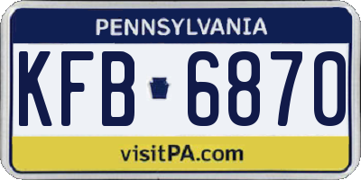 PA license plate KFB6870