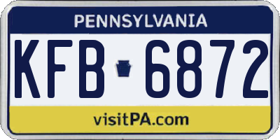 PA license plate KFB6872