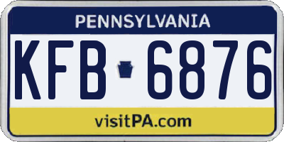 PA license plate KFB6876