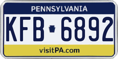 PA license plate KFB6892