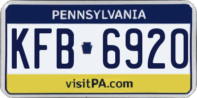 PA license plate KFB6920