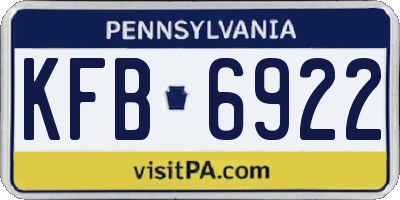 PA license plate KFB6922