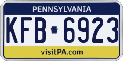 PA license plate KFB6923