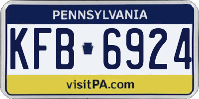 PA license plate KFB6924