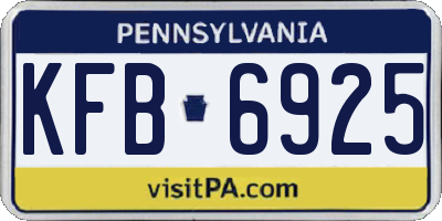 PA license plate KFB6925