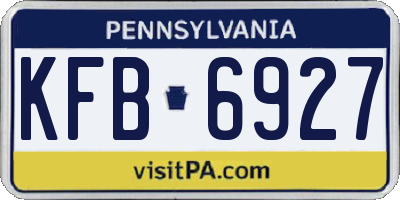 PA license plate KFB6927