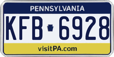 PA license plate KFB6928