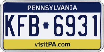 PA license plate KFB6931