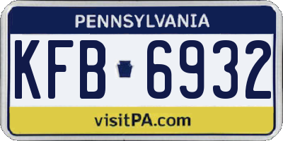 PA license plate KFB6932