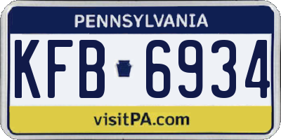 PA license plate KFB6934