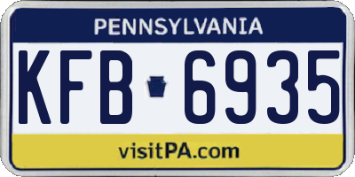 PA license plate KFB6935