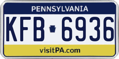 PA license plate KFB6936