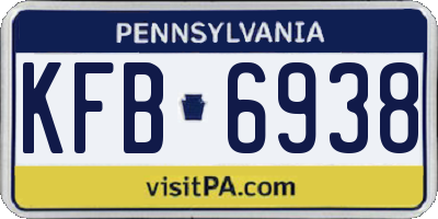 PA license plate KFB6938