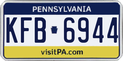 PA license plate KFB6944