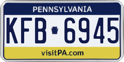 PA license plate KFB6945