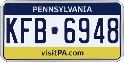 PA license plate KFB6948