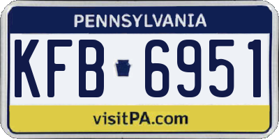 PA license plate KFB6951