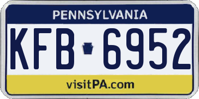 PA license plate KFB6952