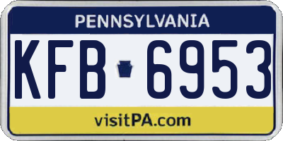 PA license plate KFB6953