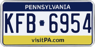PA license plate KFB6954