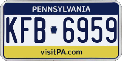 PA license plate KFB6959