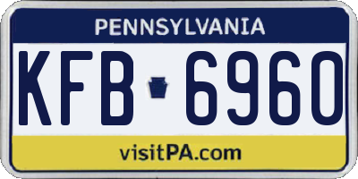 PA license plate KFB6960