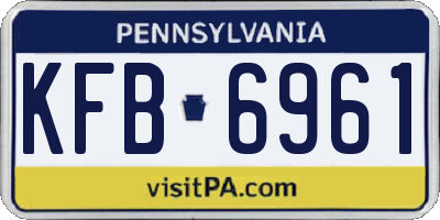 PA license plate KFB6961