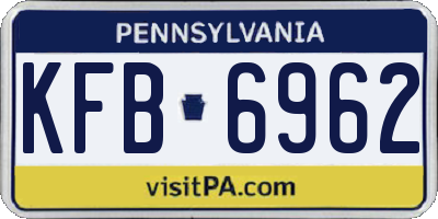 PA license plate KFB6962