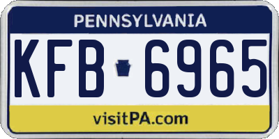 PA license plate KFB6965
