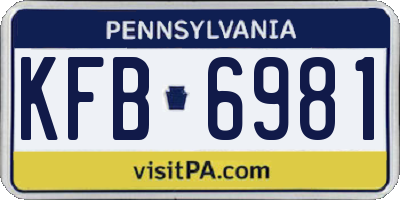 PA license plate KFB6981