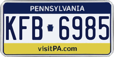PA license plate KFB6985