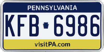 PA license plate KFB6986