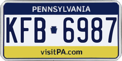 PA license plate KFB6987
