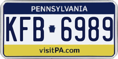 PA license plate KFB6989