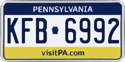 PA license plate KFB6992