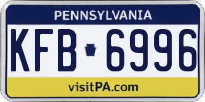 PA license plate KFB6996