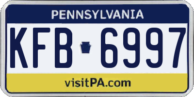 PA license plate KFB6997